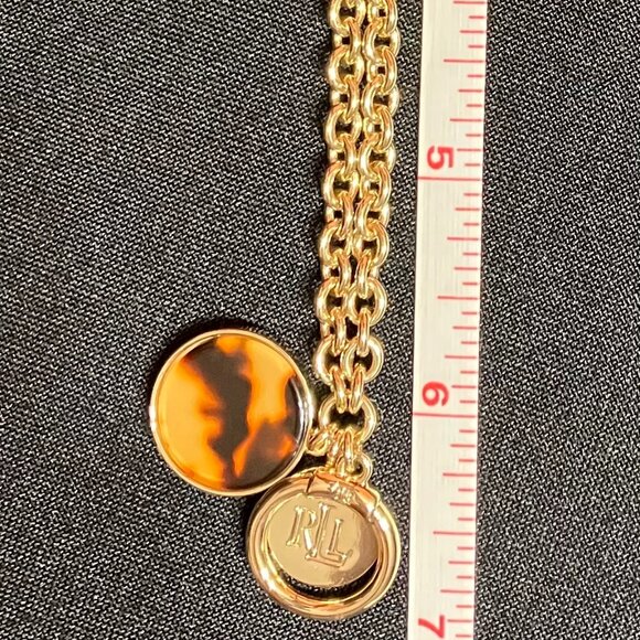 Ralph Lauren Gold Chain Bracelet with Initial and a Warm Brown Charm - Picture 8 of 8